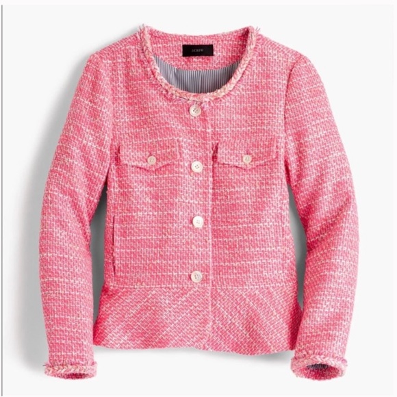 JCREW Peplum lady tweed pink blazer jacket - Picture 1 of 9